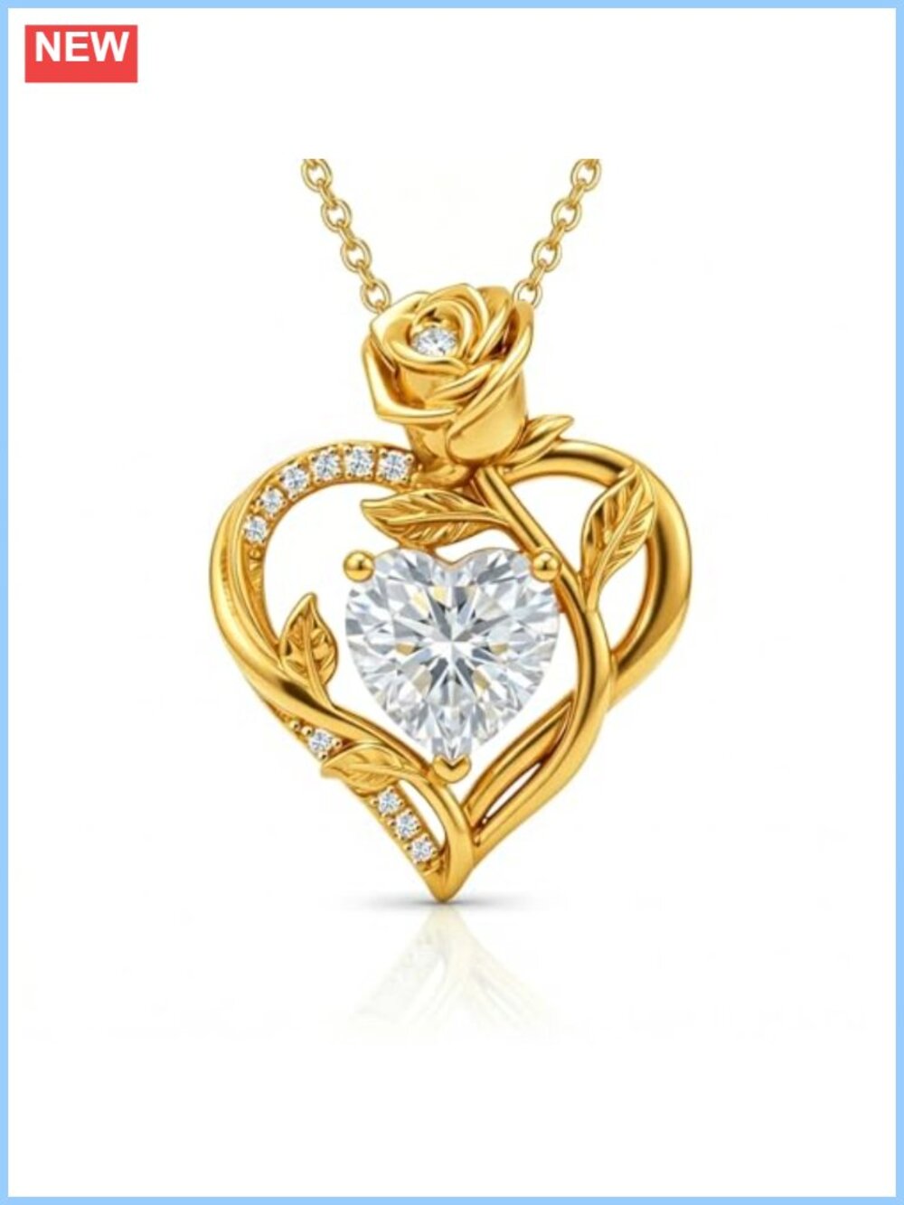 18K Gold Heart Necklace 2CT Moissanite VVS1 Pendant Anniversary Gift